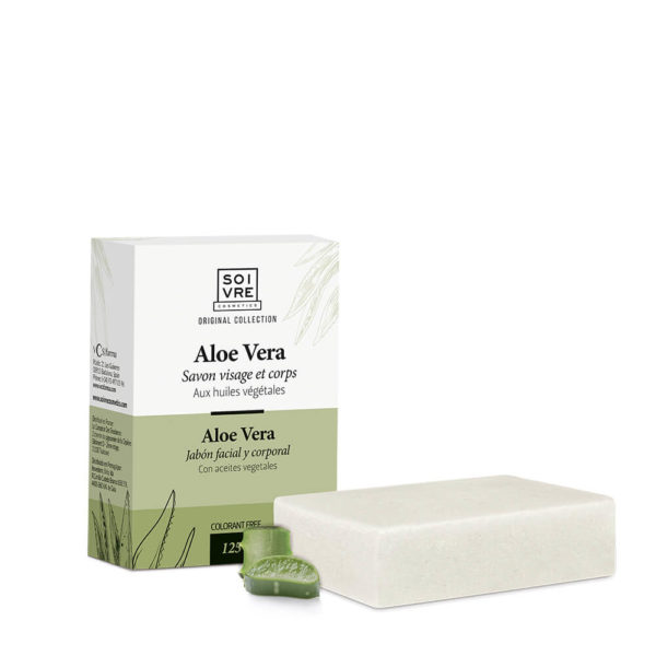 Jabón elaborado artesanalmente y formulado a base de una exclusiva combinación de Aloe Vera con aceites vegetales de alta calidad. Indicado para limpiar con suavidad y a su vez calmar