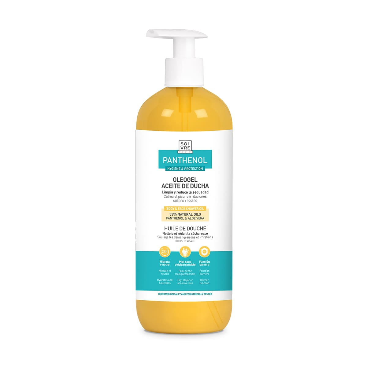 Oleogel aceite de ducha Panthenol - Limpia y reduce la sequedad.