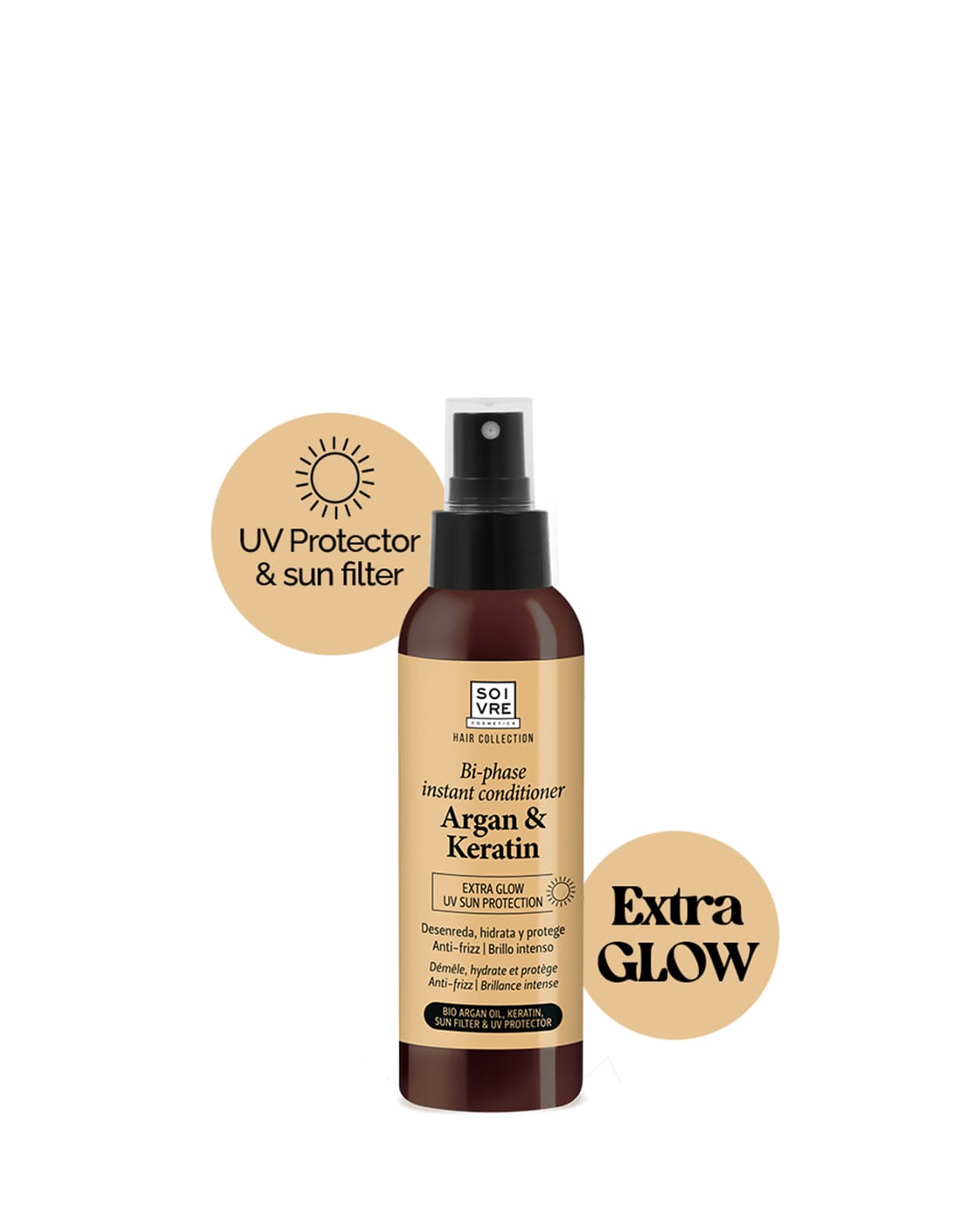 Shine Detangling Spray + UV Protection - Extra Shine. UV Protection + Sunscreen.