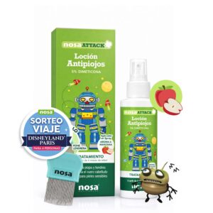 Loção antialérgica Nosa Attack com pente e aroma a maçã