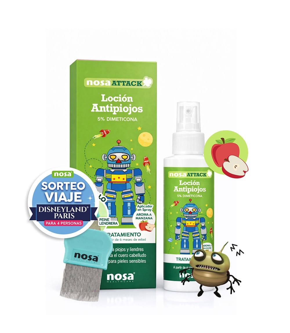 Nosa Attack antiparasitic lotion with comb and apple scent